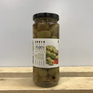 Mani Terra Organic Olives Stuffed With Red Pepper – 200g