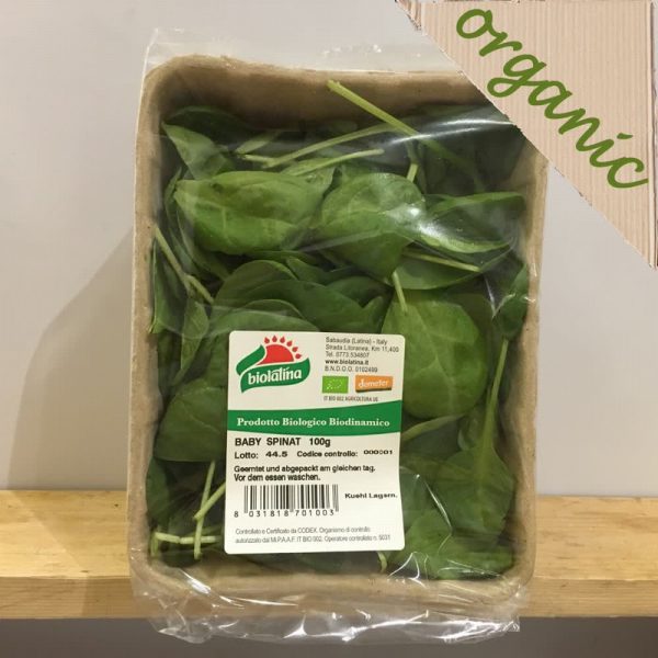 Zeds Organic Baby Spinach (Italy)- punnet